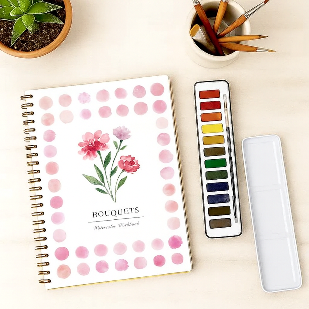 Complete Watercolor Book Set - FREE Watercolors and Brushes Included