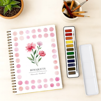 Complete Watercolor Book Set - FREE Watercolors and Brushes Included